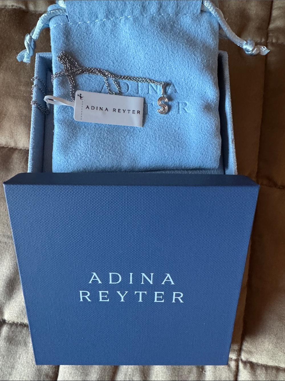 Adina Reyter Groovy Diamond Initial Mini Bead Charm Necklace